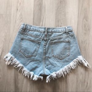 Fringed High Waisted Jean Shorts